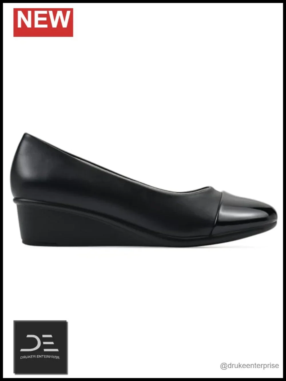 Cushioned Wedge Heel Pump Round Toe Slip On Business Casual